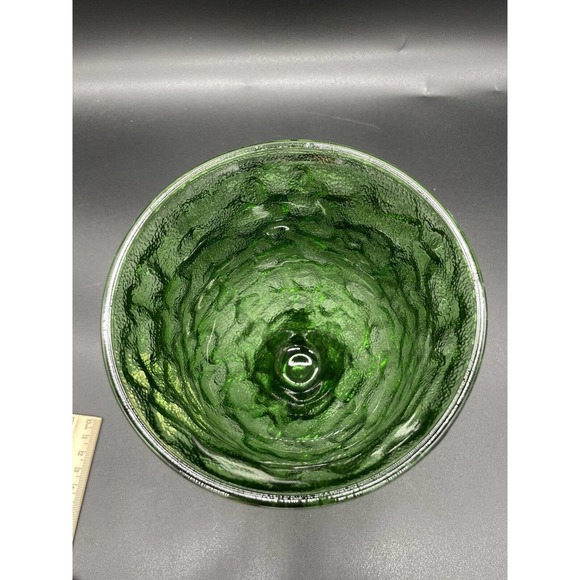 Vintage E. O. Brody Emerald Green Vase Urn Goblet Crinkle Glass Wavy Textured - Picture 4 of 7
